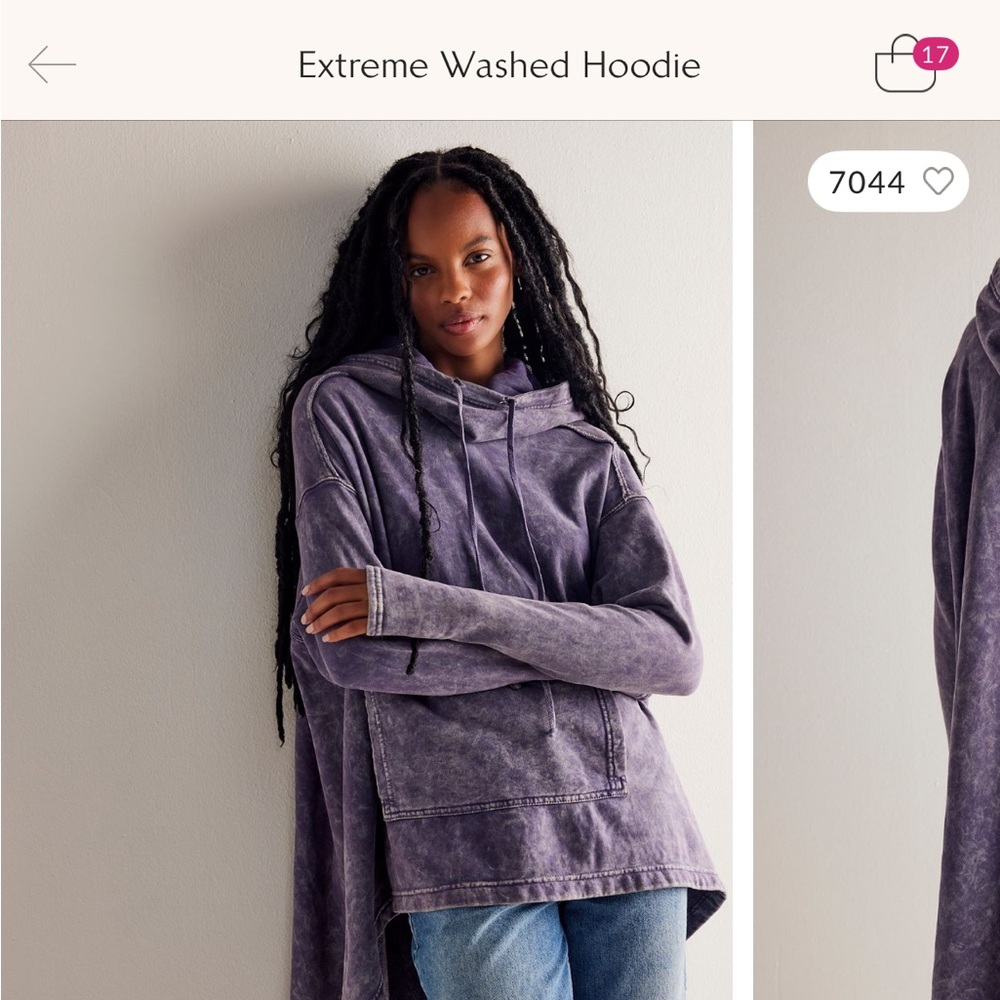 Free People Extreme Washed Hoodie Heathered green in L - Picture 6 of 9